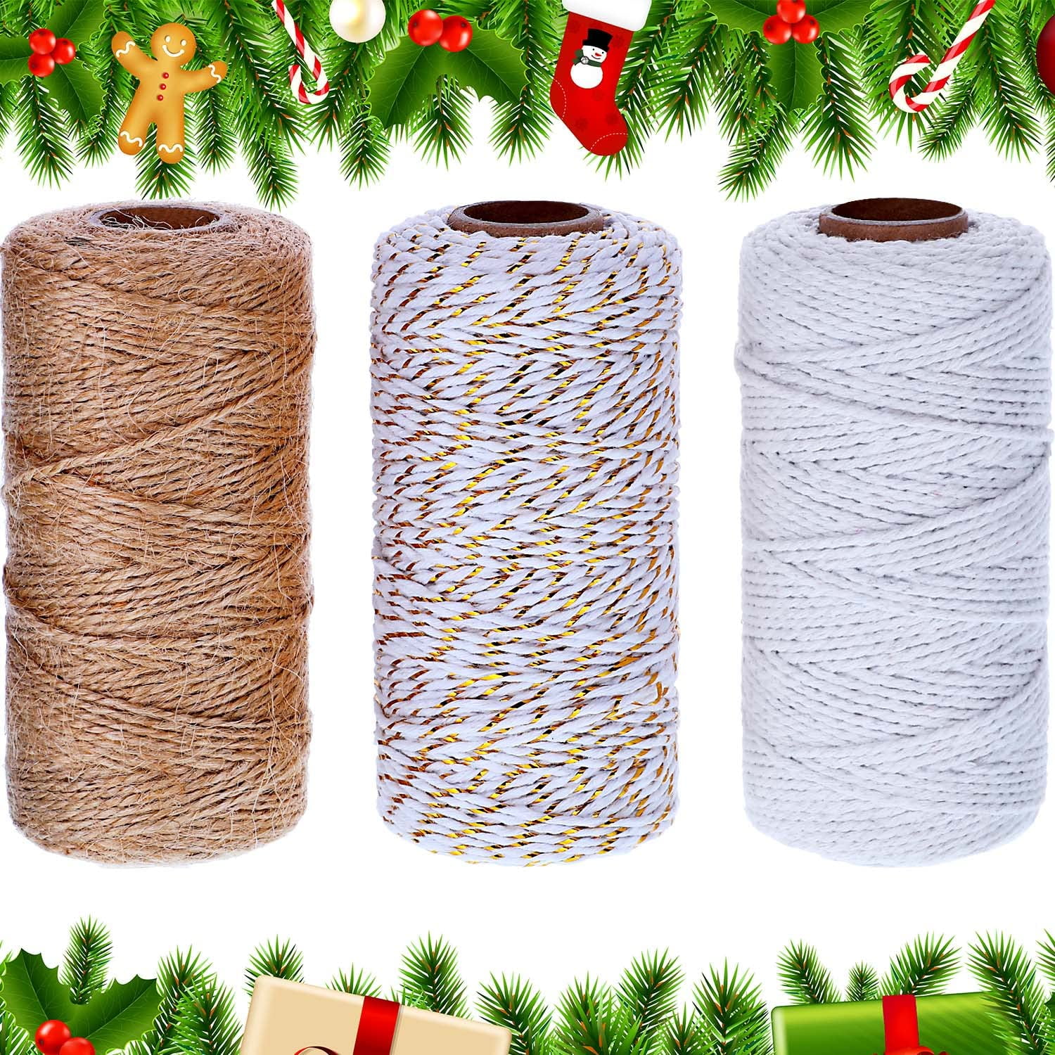 Mandala Crafts Bakers Twine for Gift Wrapping - 11 Ply 165 Yards Decorative  Bakers Twine String for Crafts Christmas Holiday Wedding
