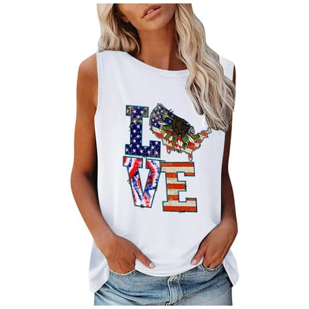 

YFPWM Women Fashion 2022 Tops Floral Smocked Tops Business Office Top Plus Size Corset Top Business Causal Tops Round Neck Independence Day Print Sleeveless Tops