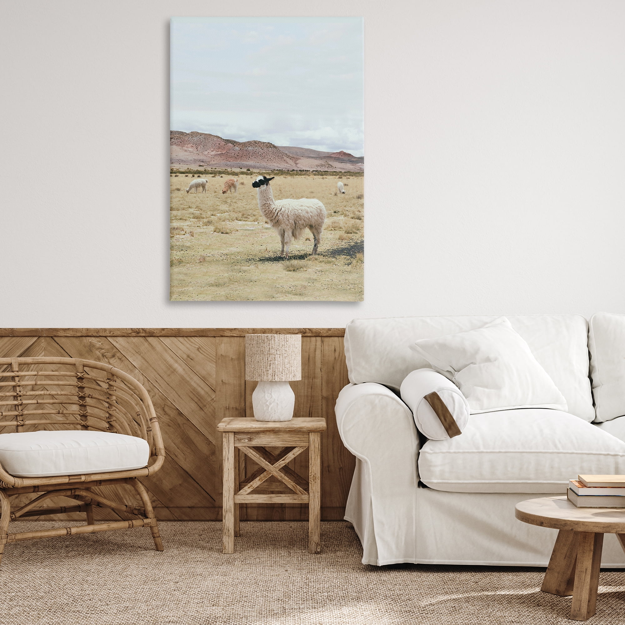 Stupell Industries Wild Alpacas in Desert Animals Photography Wrapped Canvas Art Print Wall Art, 30 x 45