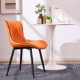 thumbnail image 3 of YOUNIKE Soft Dining Chair Set of 2 Orange Faux Leather Upholstered Full Back Side Chair, 3 of 7
