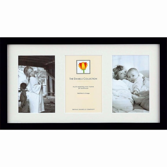 GALLERY WOODS ebony-black 4x6 triple collage w soft-white mat by Dennis Daniels - 4x6