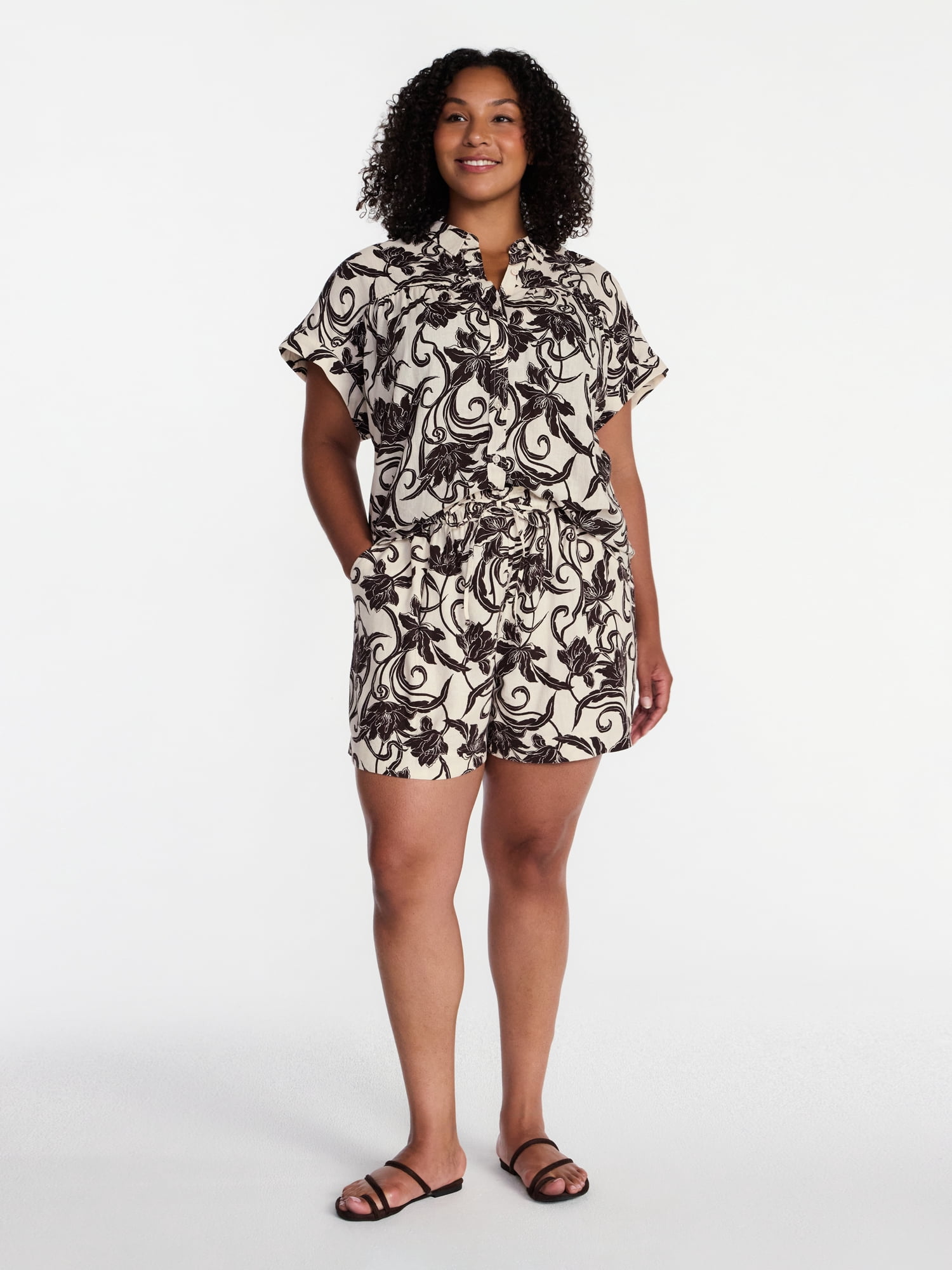 Time and Tru Women's Linen Blend Shorts, Sizes XS-XXXL