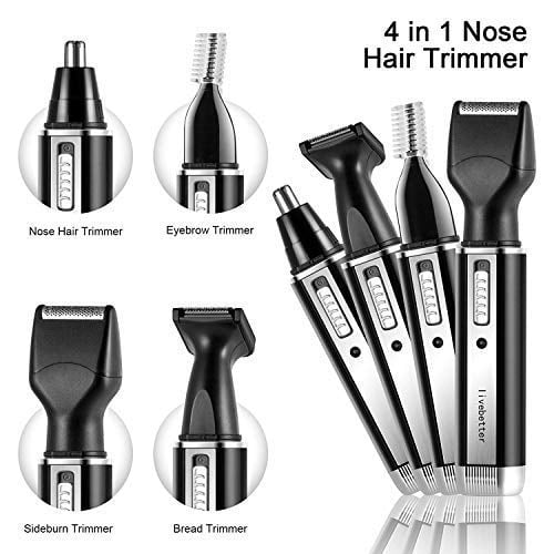 4 in 1 Nose Trimmer, Rechargeable Nose Hair Ear Beard Eyebrow Trimmer Waterproof for Men and Walmart.com