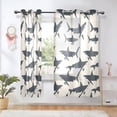 thumbnail image 6 of Sheer Curtains Grommet Drapes Window Treatments Light Filtering for Bedroom Living Room 2 Panels 52" x 63" Shark Silhouettes, 6 of 7