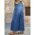 thumbnail image 2 of Loose wide-leg high-waisted straight-leg retro casual washed denim trousers for women, 2 of 5
