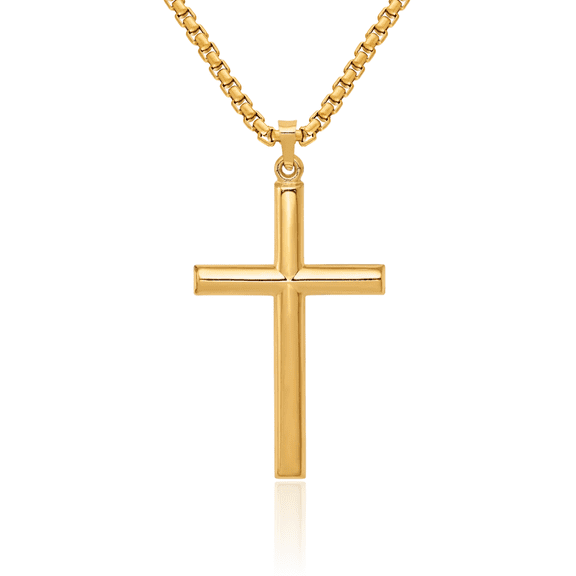 14K Solid Yellow Gold Latin Mexican Holy Cross Necklace Religious Chain Pendant Jesus Christ Charm