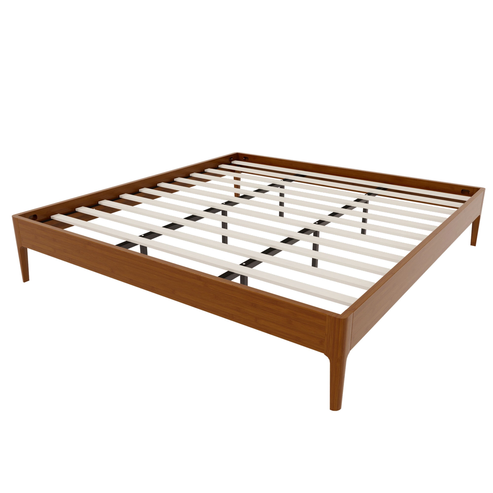 Euroco Bamboo Wood Platform Bed, King Size Minimalist Style Bed, Brown