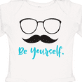 thumbnail image 4 of Inktastic Be Yourself, Glasses, Mustache - Black Blue Boys or Girls Long Sleeve Baby Bodysuit, 4 of 5