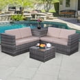 thumbnail image 1 of Patiojoy 4 Pieces Patio Rattan Furniture Set Wicker Conversation Table &Chair, 1 of 8