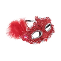 Unique Bargains 1 Pc Princess Feather Half Face Party Mask for Masquerade Party Red