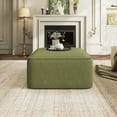 thumbnail image 2 of 30" Faux Leather Ottoman Footstool, Square Pouf Footrest, Large Seat Ottoman, Modern Side Table for Living Room Bedroom Home Decor, Olive Green, 2 of 8