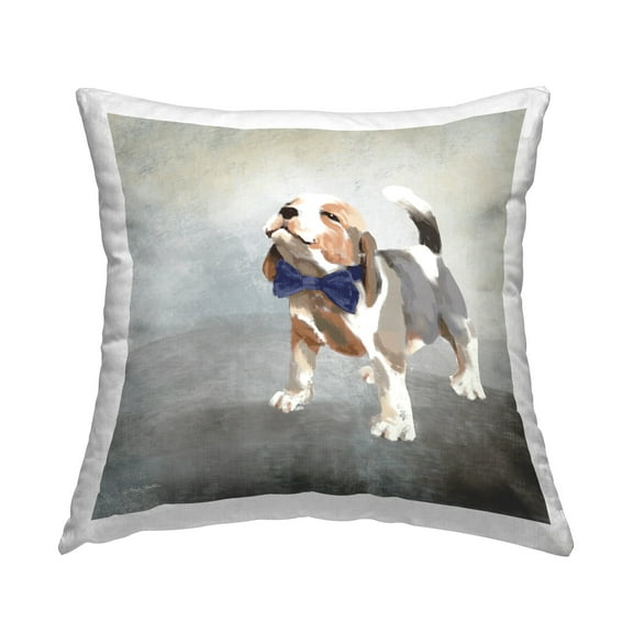 Stupell Industries Adorable Puppy with Bow Decorative Printed Throw Pillow Design by Molly Mattin