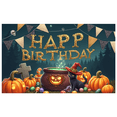 thumbnail image 2 of Decorative Design Happy Birthday Banner Halloween Theme Cat Pumpkin Party Backdrop for Halloween Celebration Kids Party Indoor Decoration, 2 of 8