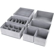 DIMJ Drawer Organizer Bins, 7 Pcs Cloth Socks Storage Bins Fabric Cube Storage Foldable Closet Organizers desk Boxes Drawer Dividers Baskets（Back to School）