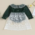 thumbnail image 3 of Barboteuse en Velours pour Bébé Fille Nouveau-Né Manches Longues Col Poupée Dentelle Tulle Justaucorps Robe Combinaison, 3 of 7