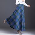 thumbnail image 2 of Womens Plaid Skirt Fall Long A-Line High Elastic Waisted Skirt Winter Vintage Woolen Tartan Skirts with Pockets, 2 of 4