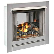 Duluth Forge Vent less Stainless Outdoor Gas Fireplace Insert with Glass Media and Log Set 24,000BTU Manual Control Model-DF450SS-L