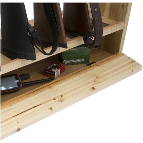 Rush Creek Creations Rustic Pine 6-Gun Floor Rack w/Storage