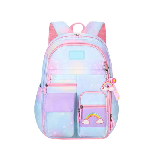 KEVCHE Rainbow Backpack for Student School Bag, Cute Colorful Bookbag for Women , Lightweight Casual Daypack with Soft Straps for Daily Commute Travel