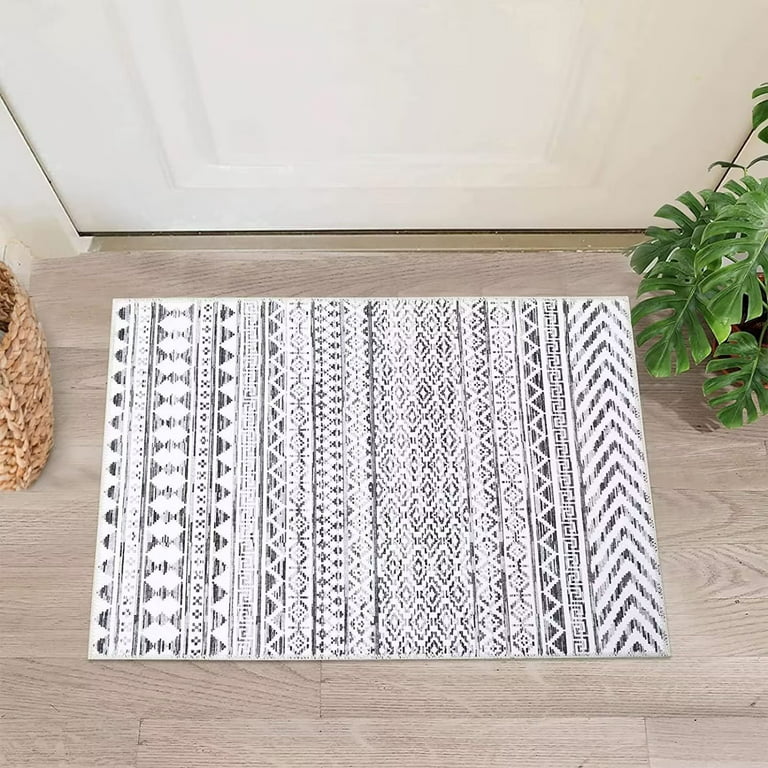 MCOW Area Rug Non Slip 2'x3' Doormat Low Pile Machine Washable Vintage Rugs,  Small Chenille Entryway Mat for Entrance, Hallway, Kitchen and Bathroom 
