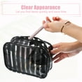 thumbnail image 3 of Unique Bargains Clear Toiletry Bag Transparent Makeup Bag Travel Zipper Cosmetic Organizer for Women 8.07"x2.56" Black, 3 of 7