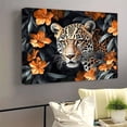 thumbnail image 2 of Leopard Orange Flowers Canvas Wall Art, Cheetah Print Room Decor Painting for Living Room Bedroom, Ready to hang-30"L x 20"W, 2 of 10