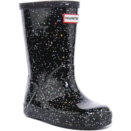 

Hunter Original Kid s First Classic Glitter Slip On Wellington Boot In Black Size 9G/8B