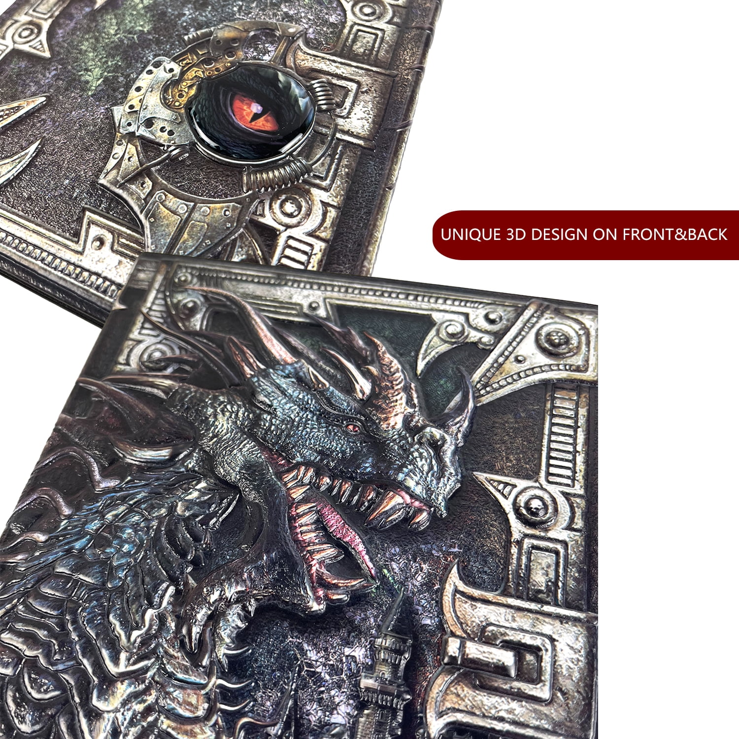 Vintage Dragon Embossed Leather Notebook DND Notebook Travel Journal.Antique Handmade A5 Journal,Hardcover Liner,Writing Notebook Gift for Men&Women (Colorful Dragon)