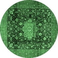 thumbnail image 1 of Ahgly Company Indoor Round Medallion Emerald Green Traditional Area Rugs, 4' Round, 1 of 4