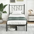thumbnail image 2 of Costway Twin Size Metal Platform Bed Frame Vintage Headboard Mattress Foundation Black, 2 of 10