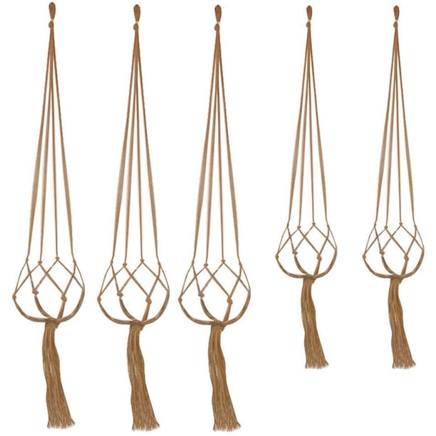 Colgador de macramé para plantas, macramé para colgar plantas de interior, cuerda de algodón resistente para balcón, decoración de jardín, cesta para macetas de interior y exterior, 89 cm,