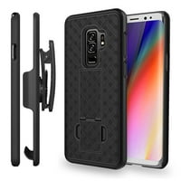 Samsung Galaxy S9 Plus Belt Clip Case, Premium Slim Fit Holster Shell Combo w/ Rubberized Grip (S9+ 2018 Release) Smooth Black