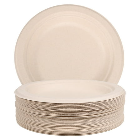 Greenadscape 50Pcs Pulp Dessert Plates For Outdoor BBQ And Fruit Serving