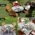 thumbnail image 4 of Green Snowman Christmas Round Tablecloth for 45-54 Inch Tables,Fitted Table Cover with Elastic Edge,Xmas Snowflake Eucalyptus Leaves Waterproof Outdoor Table Cloth Protector for Patio Garden Dinner, 4 of 9