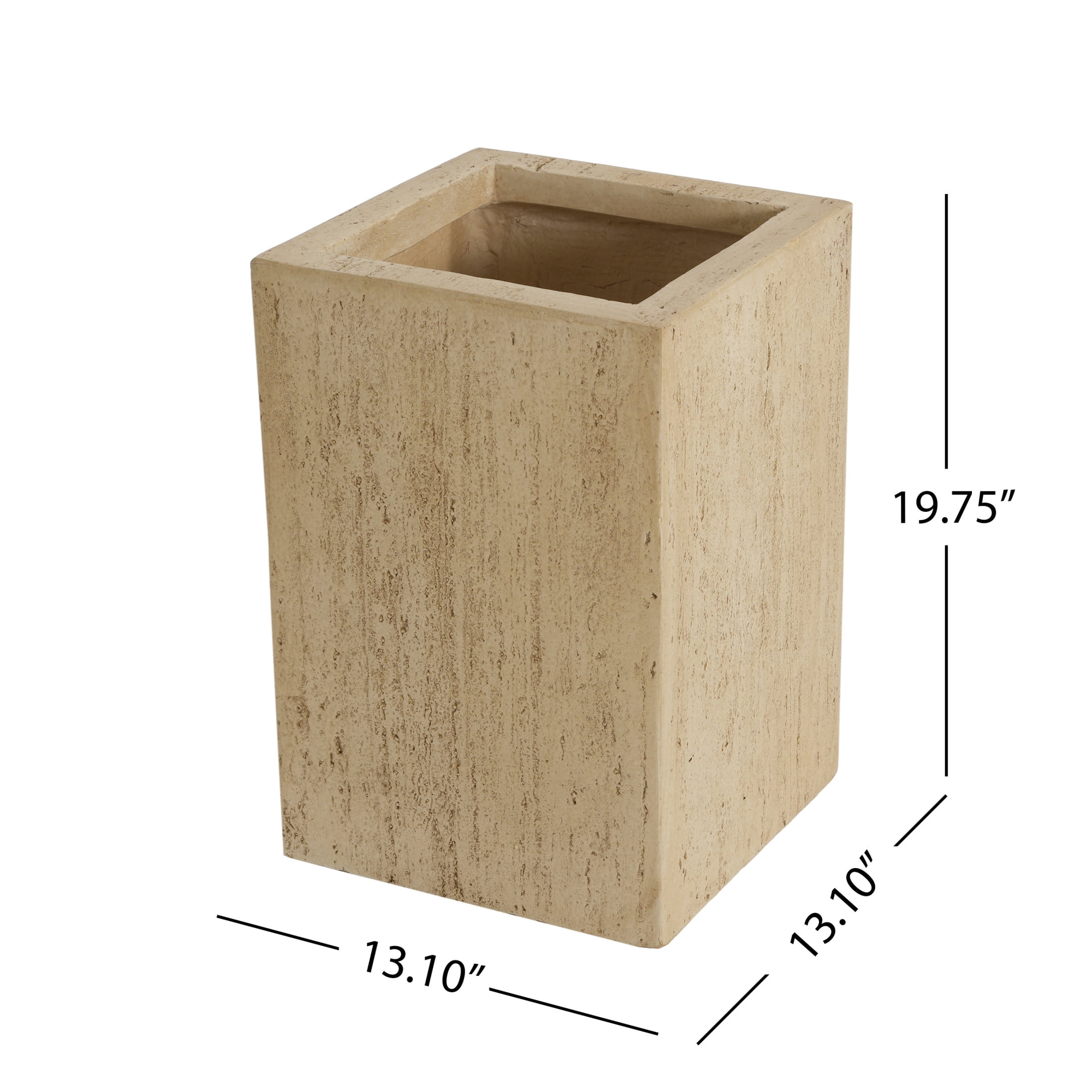 Christopher Knight Home Minimalist 19.75" H MGO Plant Box, Square Design, Indoor/Outdoor, Travertine Beige