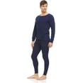 thumbnail image 5 of BILLIONHATS 3 Pack of 2pc Thermal Sets for Men, Base Layer Long Johns Underwear, Top & Bottom, Cotton, Solid Colors (Large, Navy Blue), 5 of 6