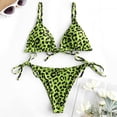 thumbnail image 2 of Conjunto de bikini HUOGUO para mujer, sexy, con estampado de puntos, corte alto y cordones, 2 of 4