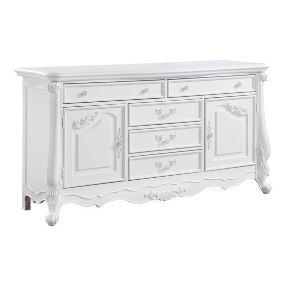 ACME Latisha 5-Drawer Transitional Wood Rectangular Dresser in Pure White