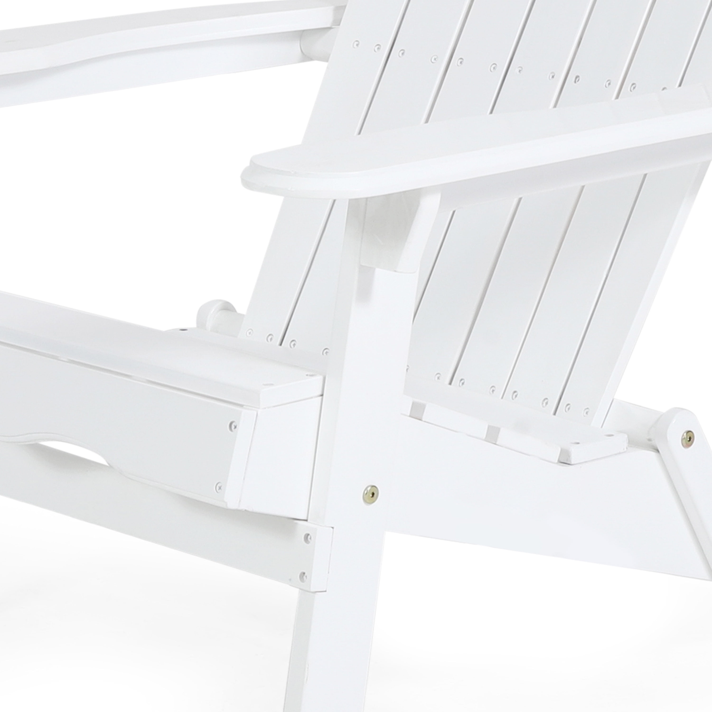 Ariel Outdoor Acacia Wood Folding Adirondack Chairs with Cushions (Set of 4), White and Navy Blue