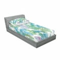 thumbnail image 3 of Floral Bedding Set with Sheet & Covers, Flowers Leaves Ivy Vein Like Rainbow Ombre Colored Art Print, Printed Bedroom Decor 2 Shams, 4 Sizes, Fern Green Pale Blue, by Ambesonne, 3 of 3