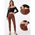 thumbnail image 2 of DARING DIVA Women High Waist Stretch Legging Faux Leather Pants Large Brown, 2 of 6