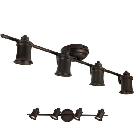 4 Light Track Lighting Wall and Ceiling Mount Fixture Kitchen and Dining Room, Oil Rubbed Bronze