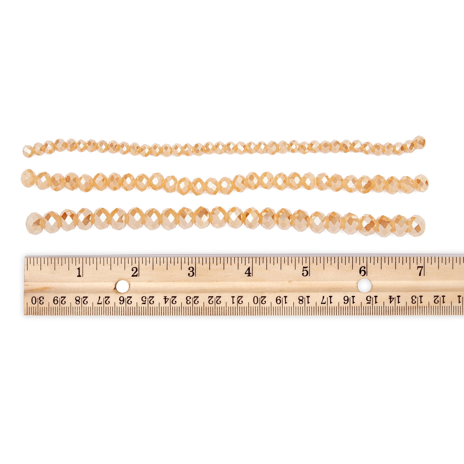 Cousin DIY 3-Strand Peach AB Glass Rondelle Beads 4/6/8 mm, 7 in/Strand, 88 Piece, Adult