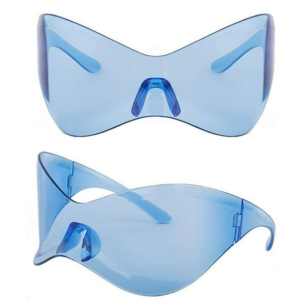 Gafas de sol Sport Y2K Goggle para exteriores Playa Senderismo Azul cielo Azul