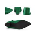 thumbnail image 2 of BLISSFUL STEP Pointed Toe Satin Chunky Heel Ankle Boots for Women Dark Green (Size 6), 2 of 5