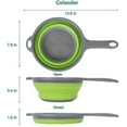 thumbnail image 3 of Colador plegable de silicona de uso multifuncional, diseño que ahorra espacio con asas ergonómicas, colador plegable multiusos para pastas, verduras y frutas, juego de 2 piezas en color verde,, 3 of 4