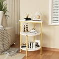 thumbnail image 5 of Marble Side End Table Set, 3-Tier Sofa Side Table, Small Round Coffee Bedside Corner Table with Metal Frame for Living Room Bedroom (2, White&Gold), 5 of 11
