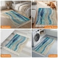 thumbnail image 4 of Kitchen Runner Rugs, Blue Gradient Water Ripple 3'x5' Throw Rug with Tassels, Watercolor Oil Painting Art Washable Soft Floor Carpet Runner for Hallway Bedroom Bathroom Laundry Room, 4 of 9