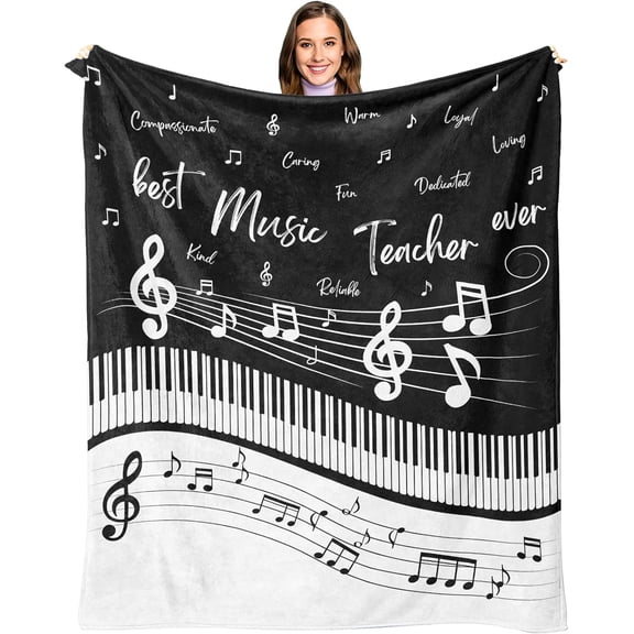 Christmas Music Teacher Gifts Blanket 60"x 50", Music Teacher Appreciation Gifts for Women, Best Gifts for Music Teachers, Xmas Gifts for Piano Teachers, Thank You Music Teacher Gifts Female