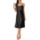 thumbnail image 2 of Noche de satén sin mangas para mujer Inspire Chic, sin espalda, con abertura, vestido midi de seda, XS, negro, 2 of 6